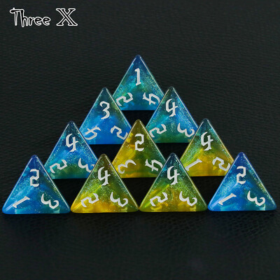 Poliedarske D4 kocke, 10 komada 4-stranih dvostrukih kockica sa svjetlucavim kockicama za igranje uloga D&D set kockica za društvene igre