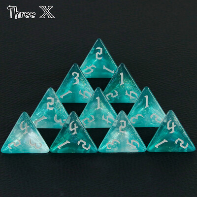 Poliedarske D4 kocke, 10 komada 4-stranih dvostrukih kockica sa svjetlucavim kockicama za igranje uloga D&D set kockica za društvene igre