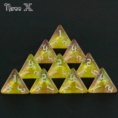 Poliedarske D4 kocke, 10 komada 4-stranih dvostrukih kockica sa svjetlucavim kockicama za igranje uloga D&D set kockica za društvene igre