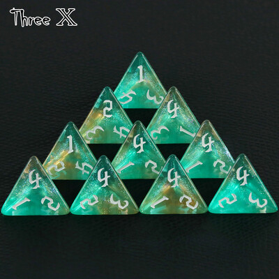 Poliedarske D4 kocke, 10 komada 4-stranih dvostrukih kockica sa svjetlucavim kockicama za igranje uloga D&D set kockica za društvene igre