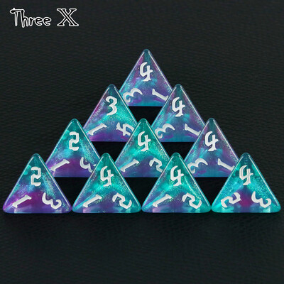 Poliedarske D4 kocke, 10 komada 4-stranih dvostrukih kockica sa svjetlucavim kockicama za igranje uloga D&D set kockica za društvene igre