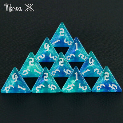 Poliedarske D4 kocke, 10 komada 4-stranih dvostrukih kockica sa svjetlucavim kockicama za igranje uloga D&D set kockica za društvene igre