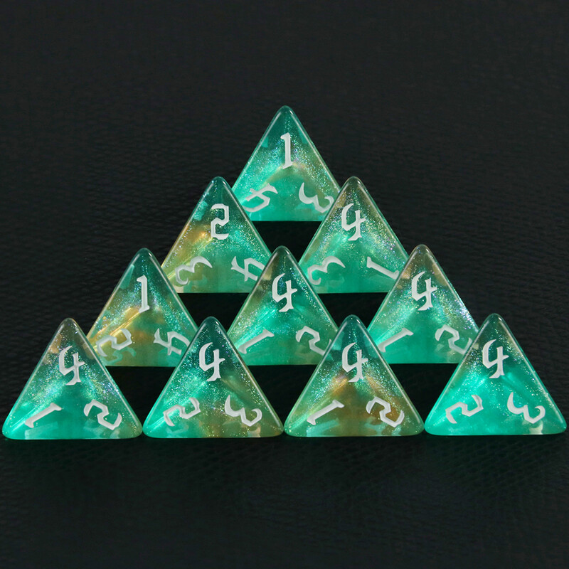 Poliedarske D4 kocke, 10 komada 4-stranih dvostrukih kockica sa svjetlucavim kockicama za igranje uloga D&D set kockica za društvene igre