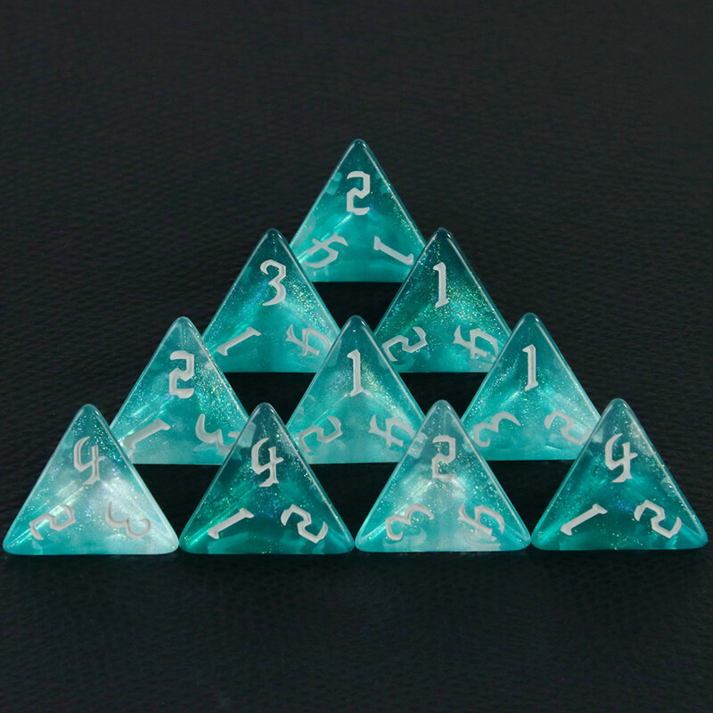 Poliedarske D4 kocke, 10 komada 4-stranih dvostrukih kockica sa svjetlucavim kockicama za igranje uloga D&D set kockica za društvene igre