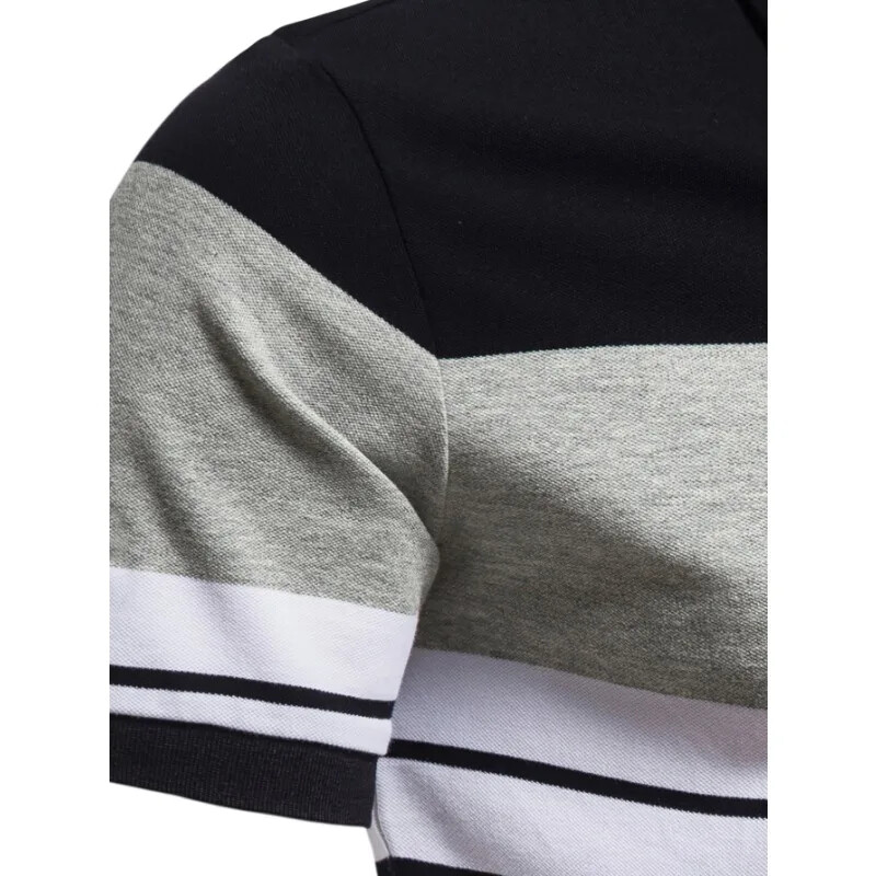 2 värvi T-särk meestele!2024 suvi Uus meeste äri polosärk Moodne triibuline trükiga Lühikeste varrukatega T-särgid