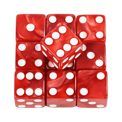 Мраморни D6 Игрални зарове 10PCs Квадратни ъглови 16MM Математически развлечения Акрилни хазартни инструменти Зарове