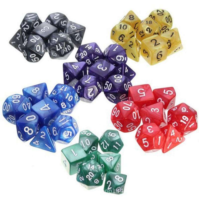 7 komada dvostranih digitalnih kockica od smole za stolne zabavne igre Party Toys Polihedral DND kockice za stolno igranje uloga