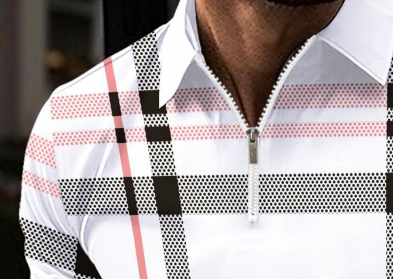 2024 m. vasaros vyriška mada, spausdinta languota dryžuota tendencija POLO marškinėliai Užtrauktukas Sport Fitness Marškinėliai Polo marškinėliai