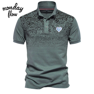 Esmaspäeva Flow suvised golfisärgid Meeste hingav Wicking polosärk Gradienttrükiga T-särk lühikeste varrukatega vaba aja golfirõivad
