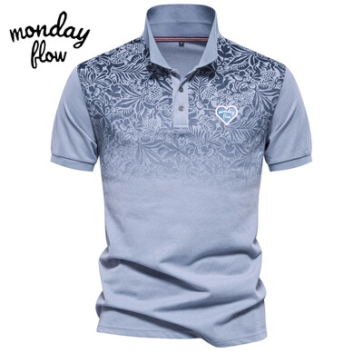 Esmaspäeva Flow suvised golfisärgid Meeste hingav Wicking polosärk Gradienttrükiga T-särk lühikeste varrukatega vaba aja golfirõivad