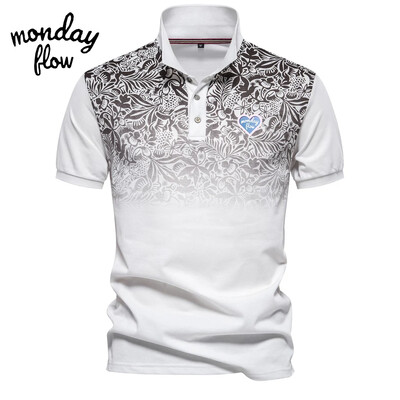 Esmaspäeva Flow suvised golfisärgid Meeste hingav Wicking polosärk Gradienttrükiga T-särk lühikeste varrukatega vaba aja golfirõivad