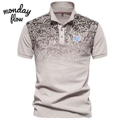 Esmaspäeva Flow suvised golfisärgid Meeste hingav Wicking polosärk Gradienttrükiga T-särk lühikeste varrukatega vaba aja golfirõivad