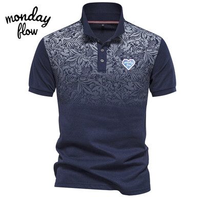 Esmaspäeva Flow suvised golfisärgid Meeste hingav Wicking polosärk Gradienttrükiga T-särk lühikeste varrukatega vaba aja golfirõivad
