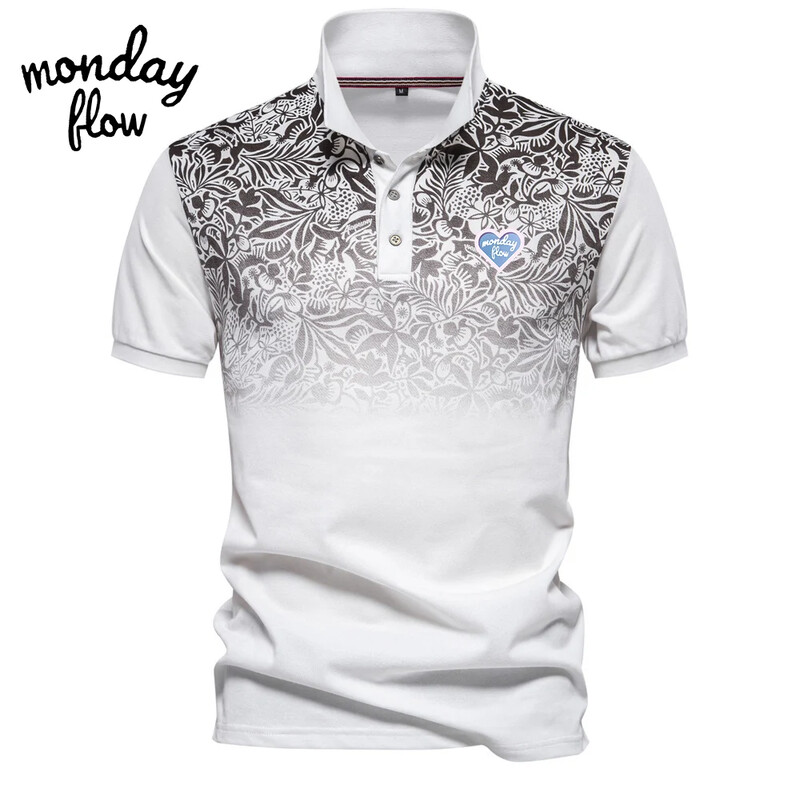 Esmaspäeva Flow suvised golfisärgid Meeste hingav Wicking polosärk Gradienttrükiga T-särk lühikeste varrukatega vaba aja golfirõivad