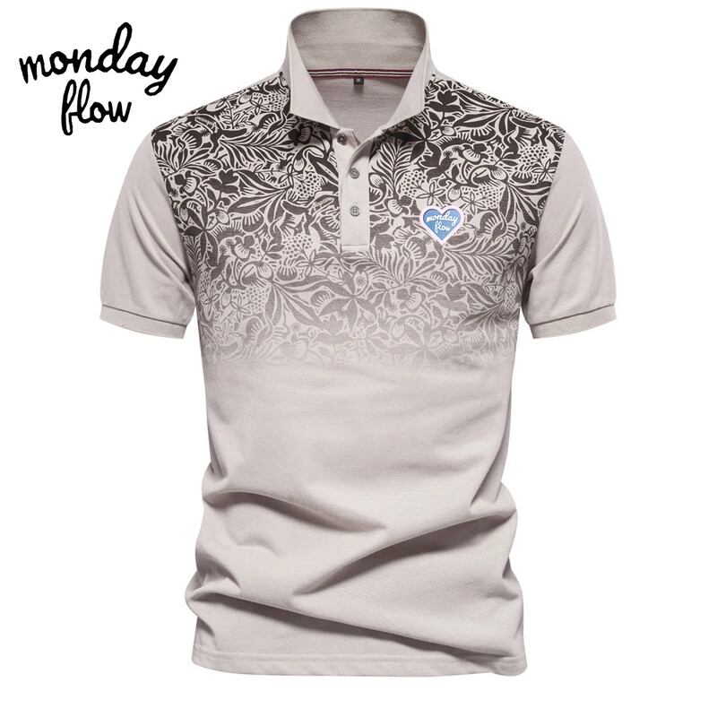 Esmaspäeva Flow suvised golfisärgid Meeste hingav Wicking polosärk Gradienttrükiga T-särk lühikeste varrukatega vaba aja golfirõivad