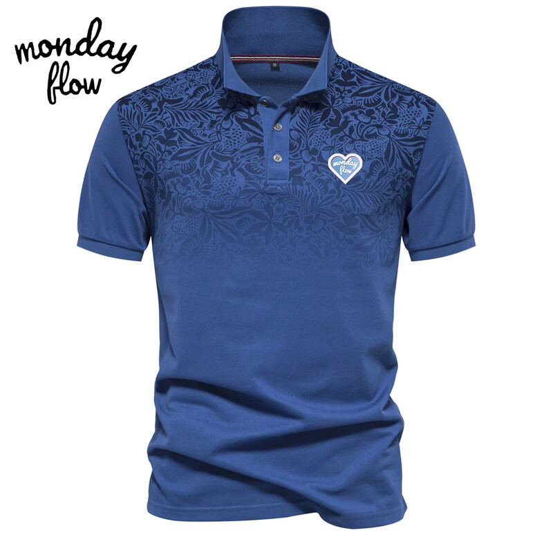 Esmaspäeva Flow suvised golfisärgid Meeste hingav Wicking polosärk Gradienttrükiga T-särk lühikeste varrukatega vaba aja golfirõivad