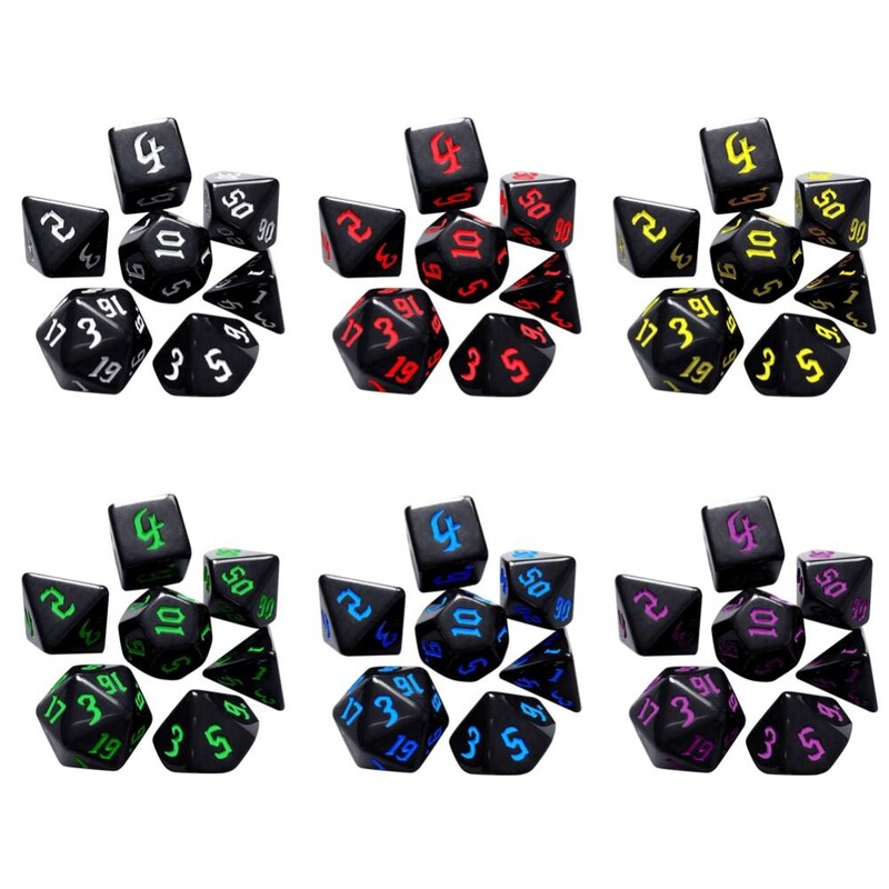 7pcs/set Multifaceted Digital Dice Set Akrilna stolna igra Neprozirne poliedarske kockice za DND Dice Stolnu igru uloga