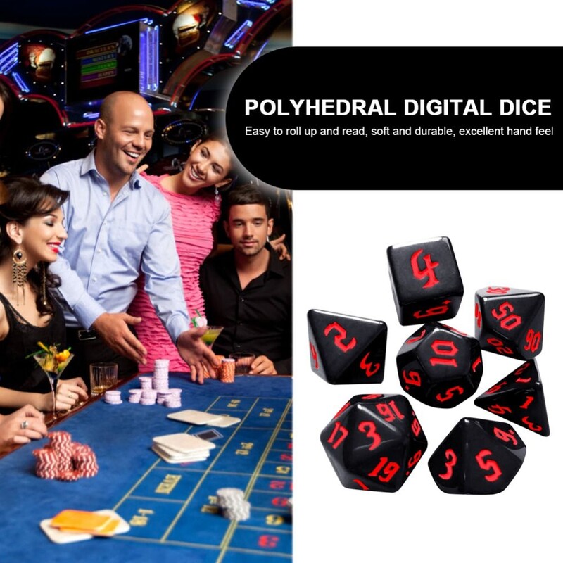 7pcs/set Multifaceted Digital Dice Set Akrilna stolna igra Neprozirne poliedarske kockice za DND Dice Stolnu igru uloga