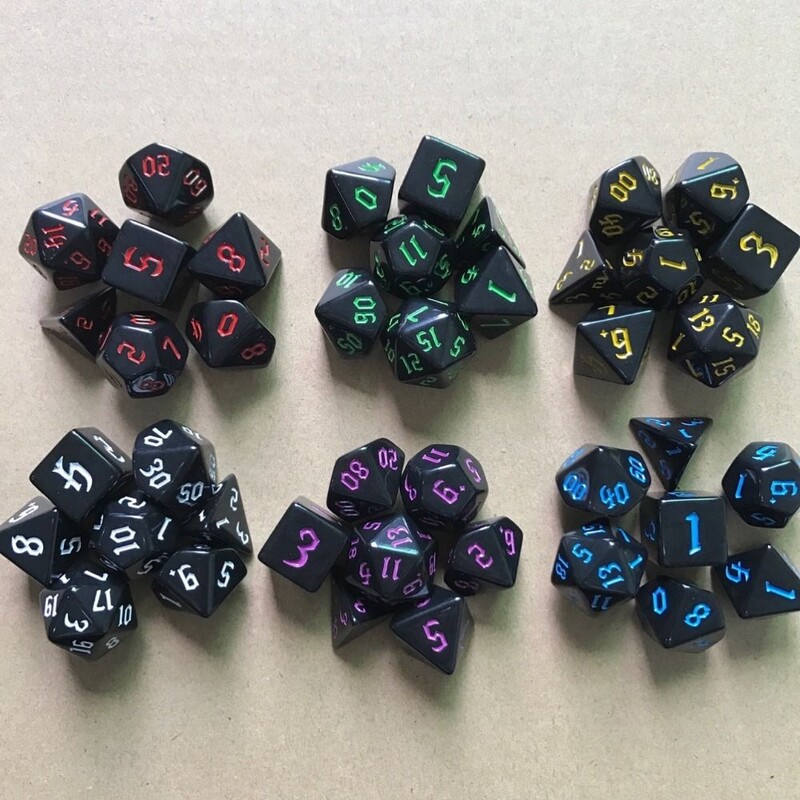7pcs/set Multifaceted Digital Dice Set Akrilna stolna igra Neprozirne poliedarske kockice za DND Dice Stolnu igru uloga