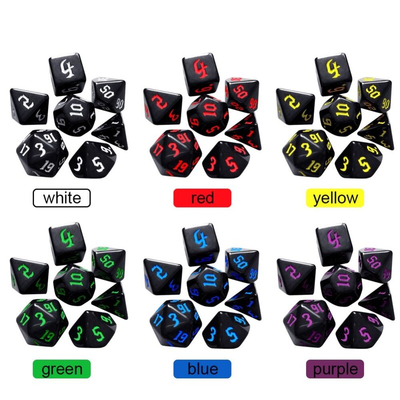 7pcs/set Multifaceted Digital Dice Set Akrilna stolna igra Neprozirne poliedarske kockice za DND Dice Stolnu igru uloga