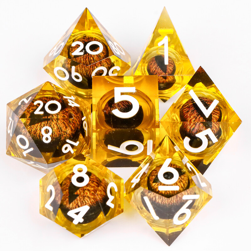 Liquid Core Dice, Green Dragon Eye Dice Set za Dungeons and Dragons, RPG Polyhedral Dice set, d&d kockice, Handmade Dice Set Gifts