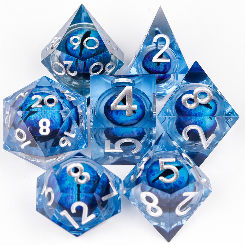 Liquid Core Dice, Green Dragon Eye Dice Set za Dungeons and Dragons, RPG Polyhedral Dice set, d&d kockice, Handmade Dice Set Gifts