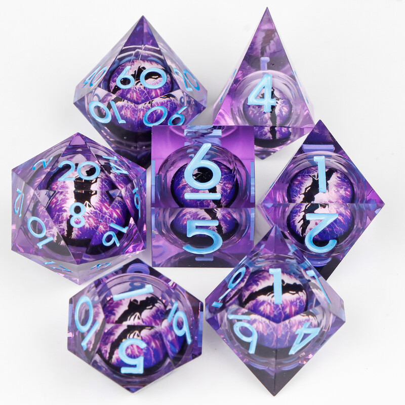 Liquid Core Dice, Green Dragon Eye Dice Set za Dungeons and Dragons, RPG Polyhedral Dice set, d&d kockice, Handmade Dice Set Gifts