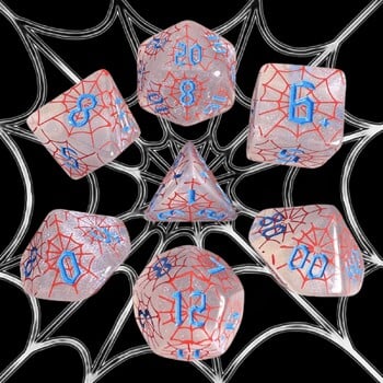 Комплект зарове Spider Web за колекционери на RPG и настолни игри, DND Dice, D4, D6, D8, D10, D00, D12, D20