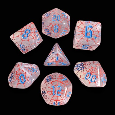 Spider Web Dice Set za RPG i kolekcionare društvenih igara, DND Dice, D4, D6, D8, D10, D00, D12, D20