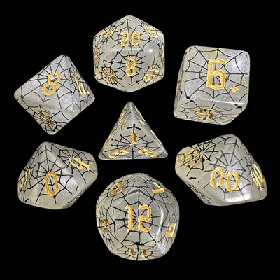 Spider Web Dice Set za RPG i kolekcionare društvenih igara, DND Dice, D4, D6, D8, D10, D00, D12, D20