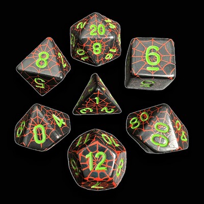 Spider Web Dice Set za RPG i kolekcionare društvenih igara, DND Dice, D4, D6, D8, D10, D00, D12, D20