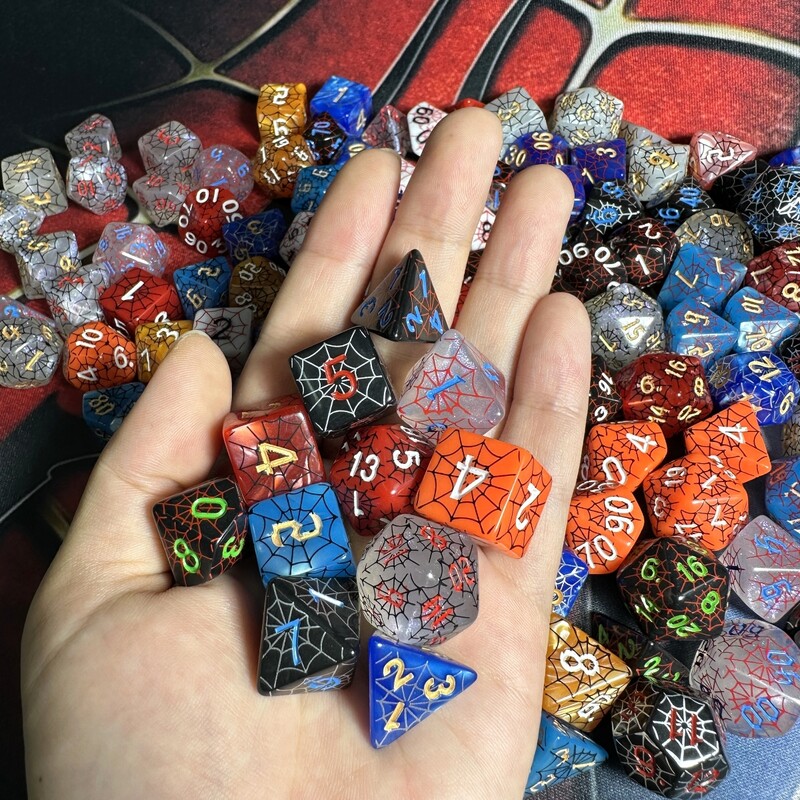 Spider Web Dice Set za RPG i kolekcionare društvenih igara, DND Dice, D4, D6, D8, D10, D00, D12, D20