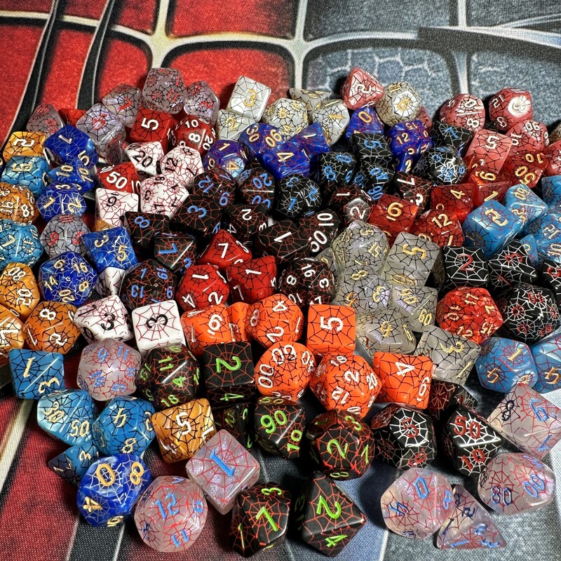 Spider Web Dice Set za RPG i kolekcionare društvenih igara, DND Dice, D4, D6, D8, D10, D00, D12, D20