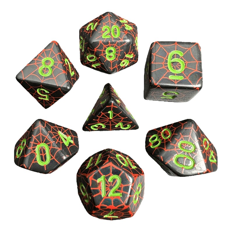 Spider Web Dice Set za RPG i kolekcionare društvenih igara, DND Dice, D4, D6, D8, D10, D00, D12, D20