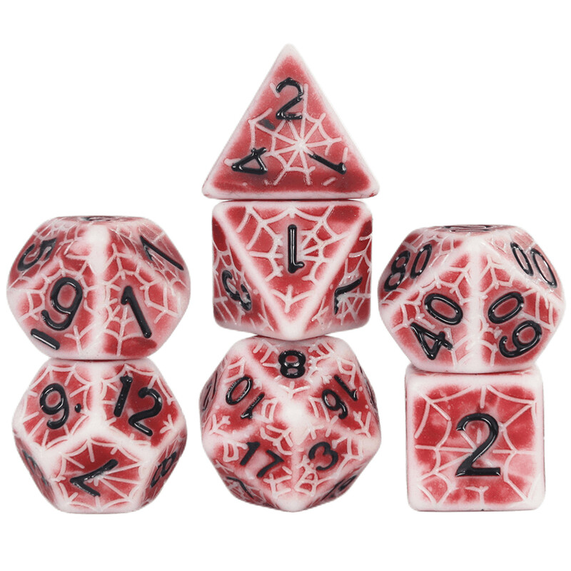 Set retro poliedralnih kockica za DND društvene igre i igranje uloga - savršeno za avanture poput paukove mreže