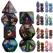 Mješovite boje sa svjetlucavim DND kockicama Polyhedron Dice Set od 7 dijelova D4 D6 D8 D10 D10% D12 D20 za RPG igranje uloga Podučavanje matematike