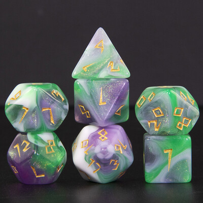 Mješovite boje sa svjetlucavim DND kockicama Polyhedron Dice Set od 7 dijelova D4 D6 D8 D10 D10% D12 D20 za RPG igranje uloga Podučavanje matematike