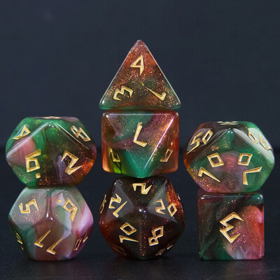 Mješovite boje sa svjetlucavim DND kockicama Polyhedron Dice Set od 7 dijelova D4 D6 D8 D10 D10% D12 D20 za RPG igranje uloga Podučavanje matematike