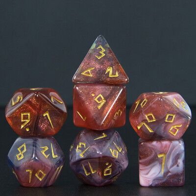 Mješovite boje sa svjetlucavim DND kockicama Polyhedron Dice Set od 7 dijelova D4 D6 D8 D10 D10% D12 D20 za RPG igranje uloga Podučavanje matematike