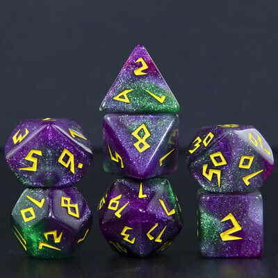 Mješovite boje sa svjetlucavim DND kockicama Polyhedron Dice Set od 7 dijelova D4 D6 D8 D10 D10% D12 D20 za RPG igranje uloga Podučavanje matematike