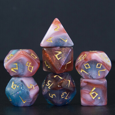 Mješovite boje sa svjetlucavim DND kockicama Polyhedron Dice Set od 7 dijelova D4 D6 D8 D10 D10% D12 D20 za RPG igranje uloga Podučavanje matematike
