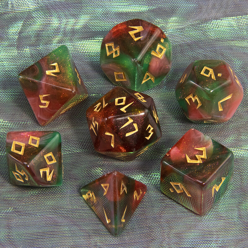 Mješovite boje sa svjetlucavim DND kockicama Polyhedron Dice Set od 7 dijelova D4 D6 D8 D10 D10% D12 D20 za RPG igranje uloga Podučavanje matematike