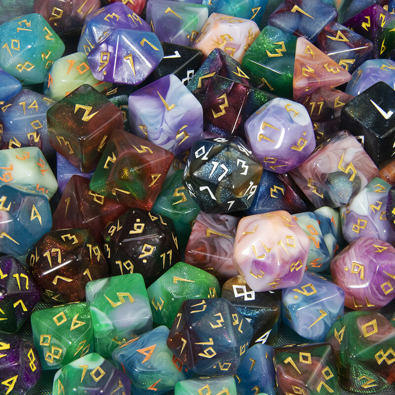 Mješovite boje sa svjetlucavim DND kockicama Polyhedron Dice Set od 7 dijelova D4 D6 D8 D10 D10% D12 D20 za RPG igranje uloga Podučavanje matematike