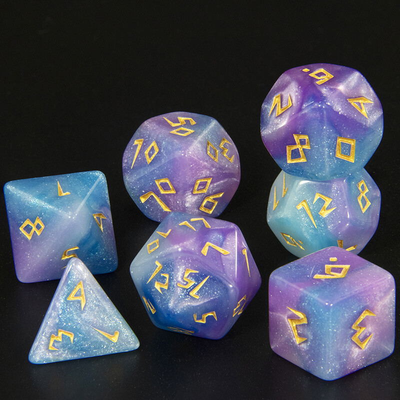 Mješovite boje sa svjetlucavim DND kockicama Polyhedron Dice Set od 7 dijelova D4 D6 D8 D10 D10% D12 D20 za RPG igranje uloga Podučavanje matematike