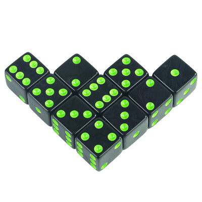 6-strane četvrtaste kutne kockice 16 mm D6 sa standardnim točkastim igraćim kockicama za društvene igre, kasino igre i stolne RPG ili podučavanje matematike