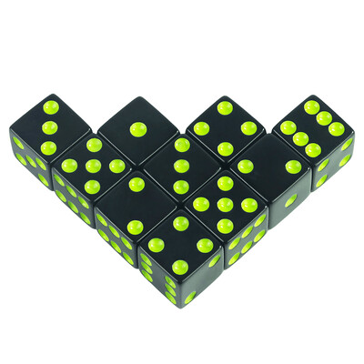 6-strane četvrtaste kutne kockice 16 mm D6 sa standardnim točkastim igraćim kockicama za društvene igre, kasino igre i stolne RPG ili podučavanje matematike