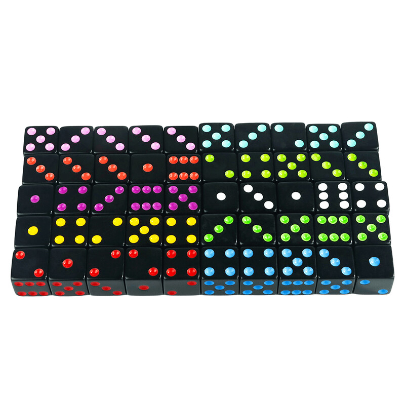6-strane četvrtaste kutne kockice 16 mm D6 sa standardnim točkastim igraćim kockicama za društvene igre, kasino igre i stolne RPG ili podučavanje matematike