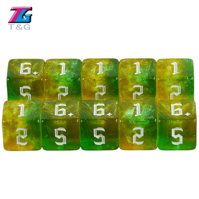 10 бр. 6-странни зарове Двуцветни полиедрични зарове Комплект D6 зарове Игра със зарове Игри с подаръци Комплекти зарове за настолни игри