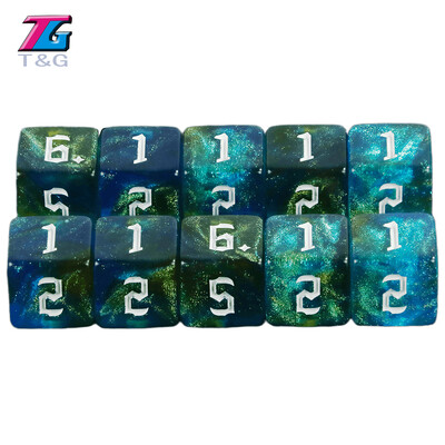 10 бр. 6-странни зарове Двуцветни полиедрични зарове Комплект D6 зарове Игра със зарове Игри с подаръци Комплекти зарове за настолни игри