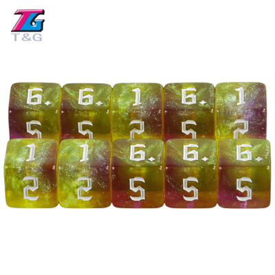 10 бр. 6-странни зарове Двуцветни полиедрични зарове Комплект D6 зарове Игра със зарове Игри с подаръци Комплекти зарове за настолни игри